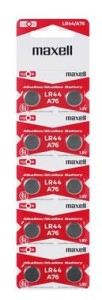 Bateria alkaliczna 10 sztuk  mini Maxell G13 / AG13 / L1154 / LR44/157 / V13GA / RW82 / A76